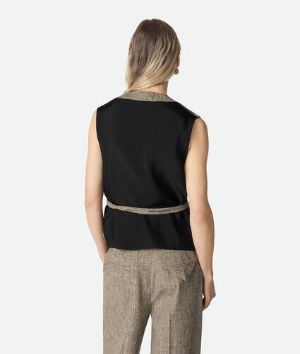 Women's Fleck Viscose Gilet in Sahara mel/multi Bottega Veneta Brazil EN - Image 3
