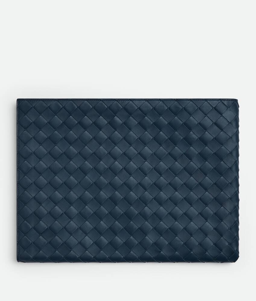 Men's Intrecciato Half Zip Pouch in Deep blue Bottega Veneta Hong Kong SAR China EN - Image 3