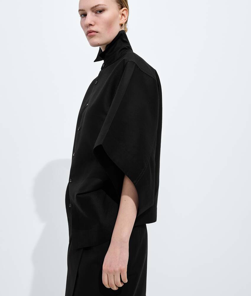 Women's Wool Twill Shirt in Double black Bottega Veneta Portugal EN - Image 2