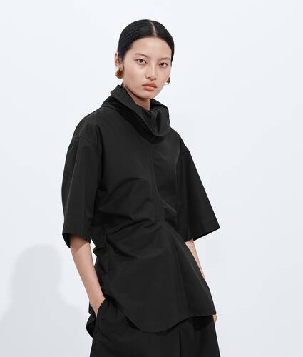 Women's Compact Cotton Toile Top in Double black Bottega Veneta United States EN - Image 2