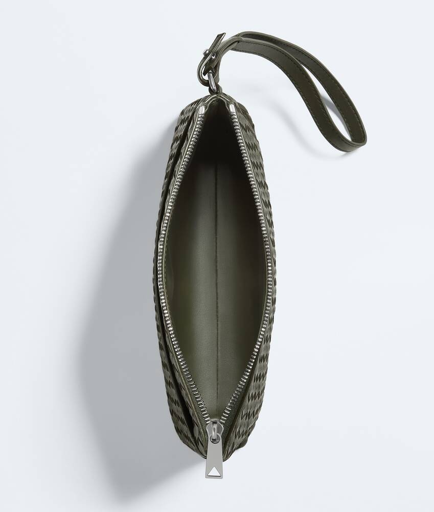 Men's Intrecciato Piccolo Prism Pouch in Bark green/silver Bottega Veneta Italy EN - Image 3