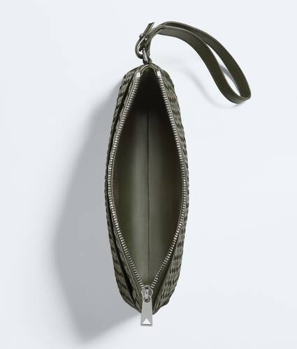 Men's Intrecciato Piccolo Prism Pouch in Bark green/silver Bottega Veneta Italy EN - Image 3