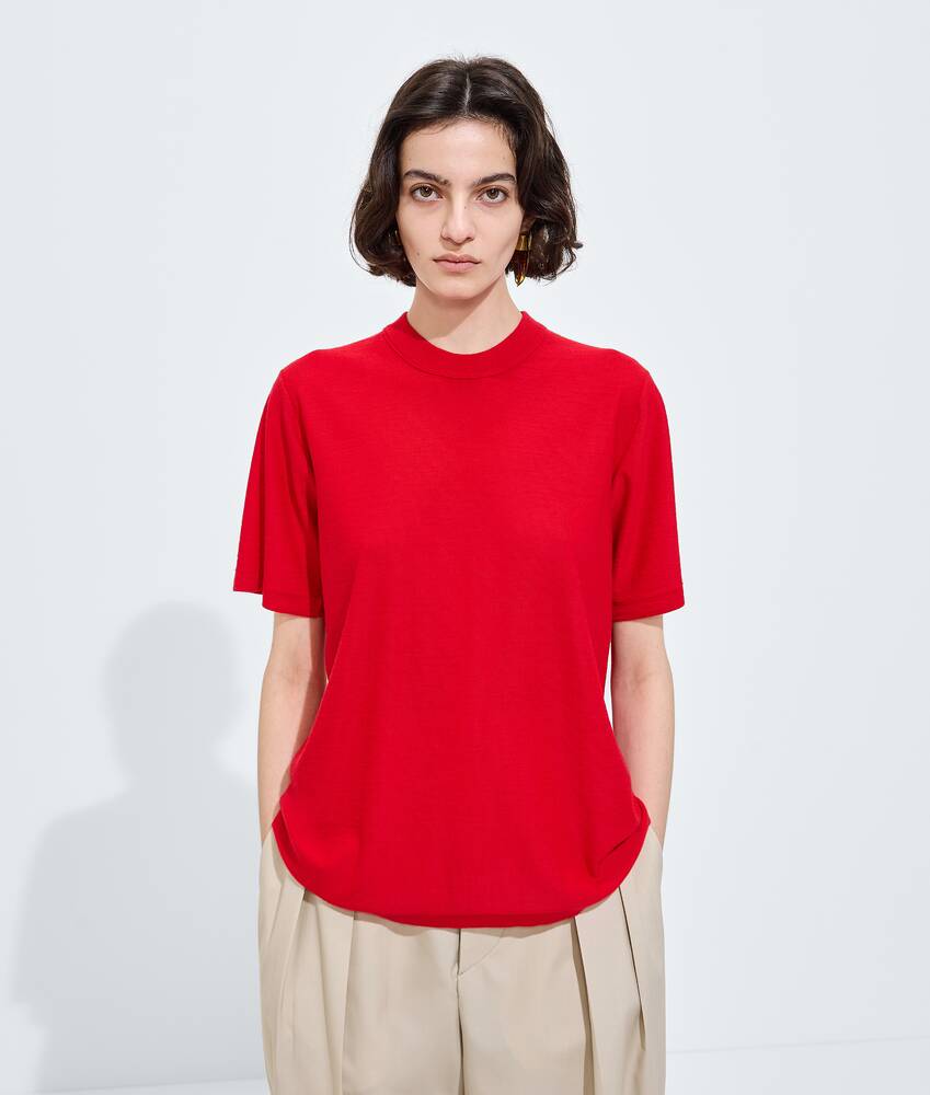 Women's Cashmere T-Shirt in Pop red Bottega Veneta Luxembourg EN - Image 4
