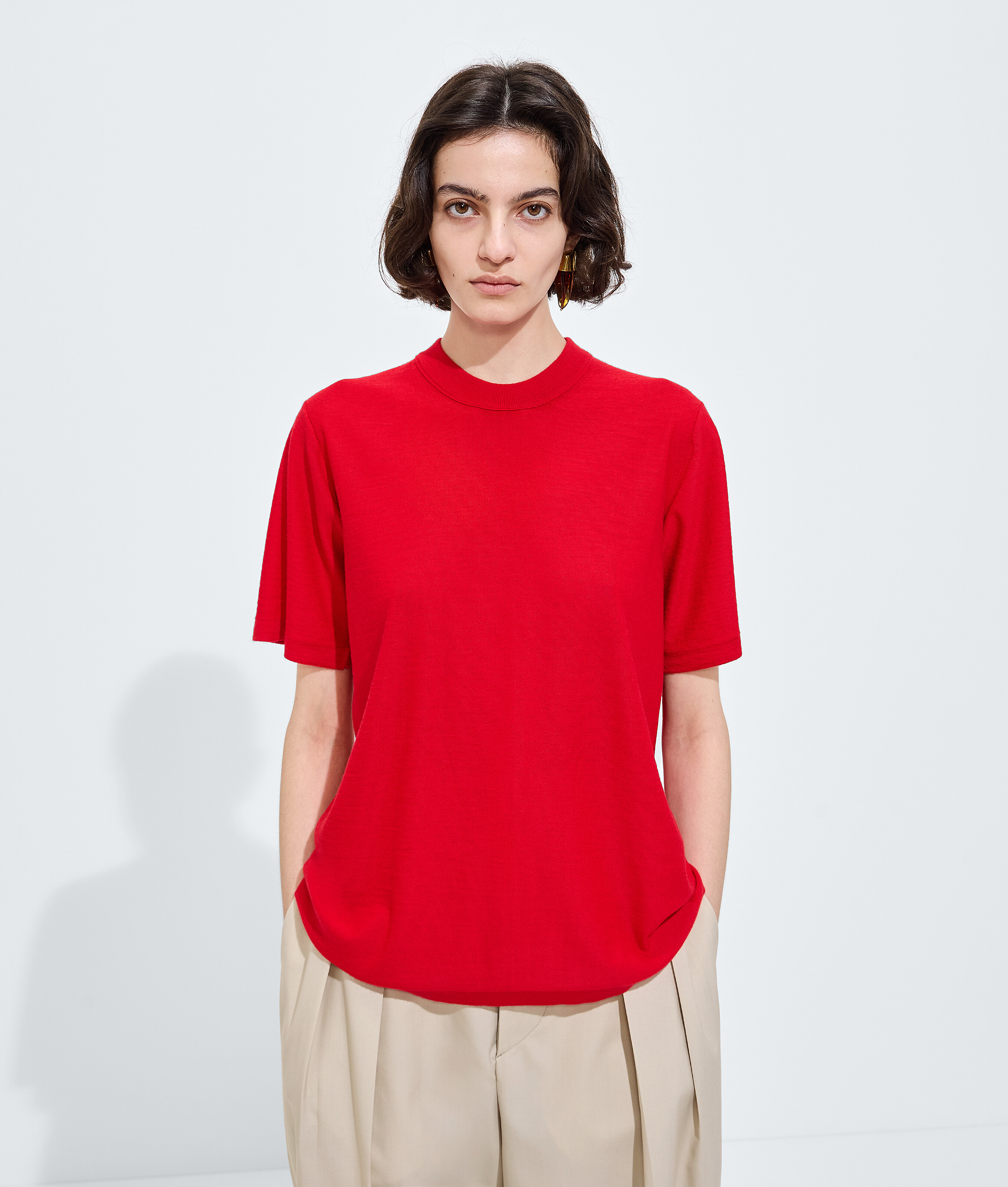 Women's Cashmere T-Shirt in Pop red Bottega Veneta Luxembourg EN - Image 4