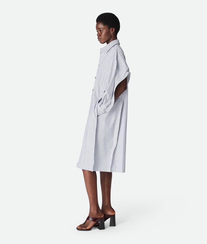 Women's Cotton Stripe Dress in White/squill/ebony Bottega Veneta Hong Kong SAR China EN - Image 2