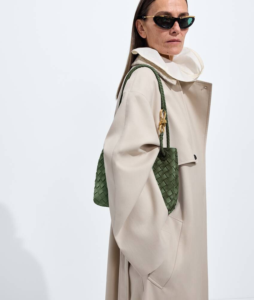 Women's Small Andiamo in Green tweed Bottega Veneta Singapore EN - Image 6