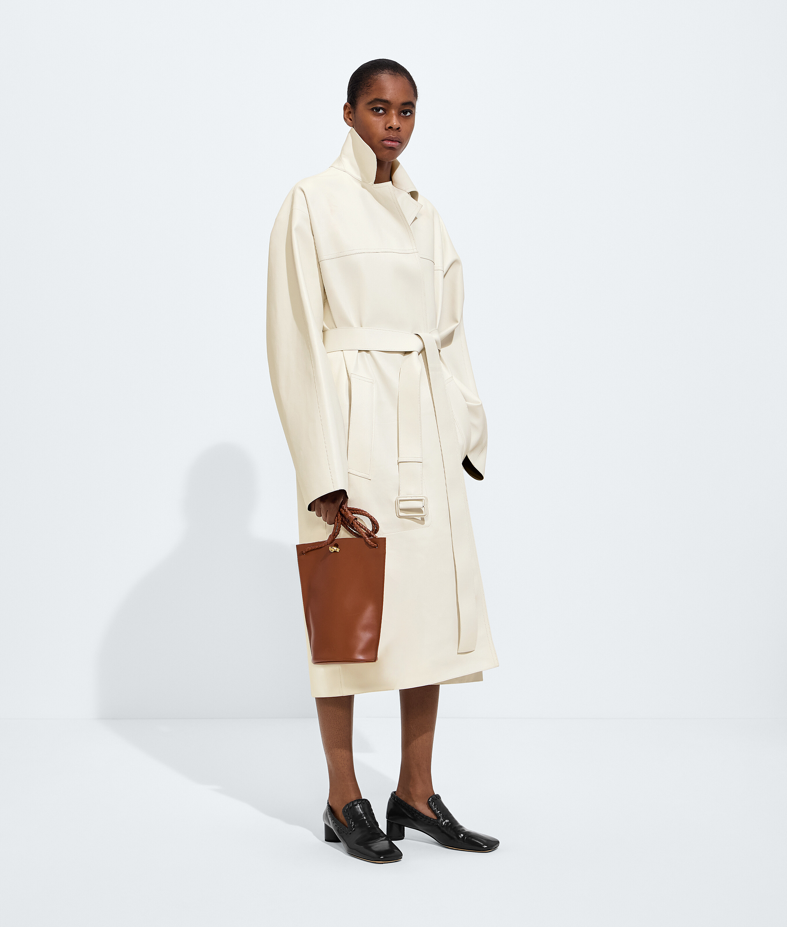 BOTTEGA VENETA レディース ロングコートS(36) Bonded Leather Coat