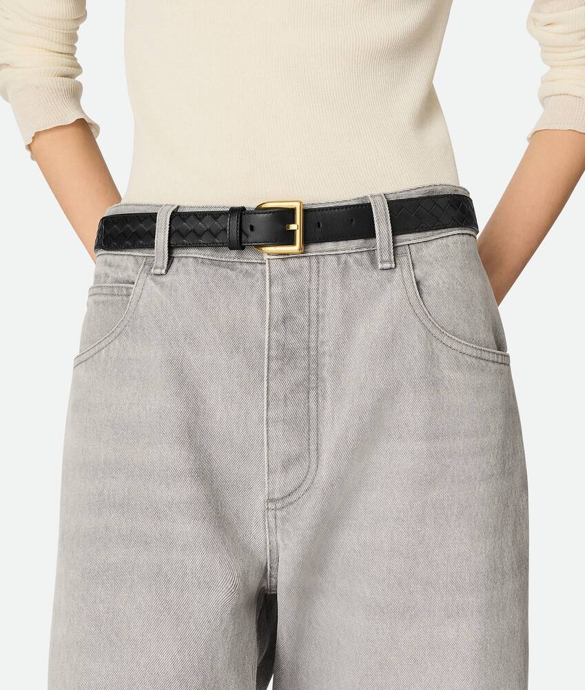 Women's Intrecciato Piccolo Belt in Black Bottega Veneta France EN - Image 2