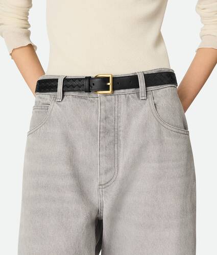 Women's Intrecciato Piccolo Belt in Black Bottega Veneta Luxembourg EN - Image 2