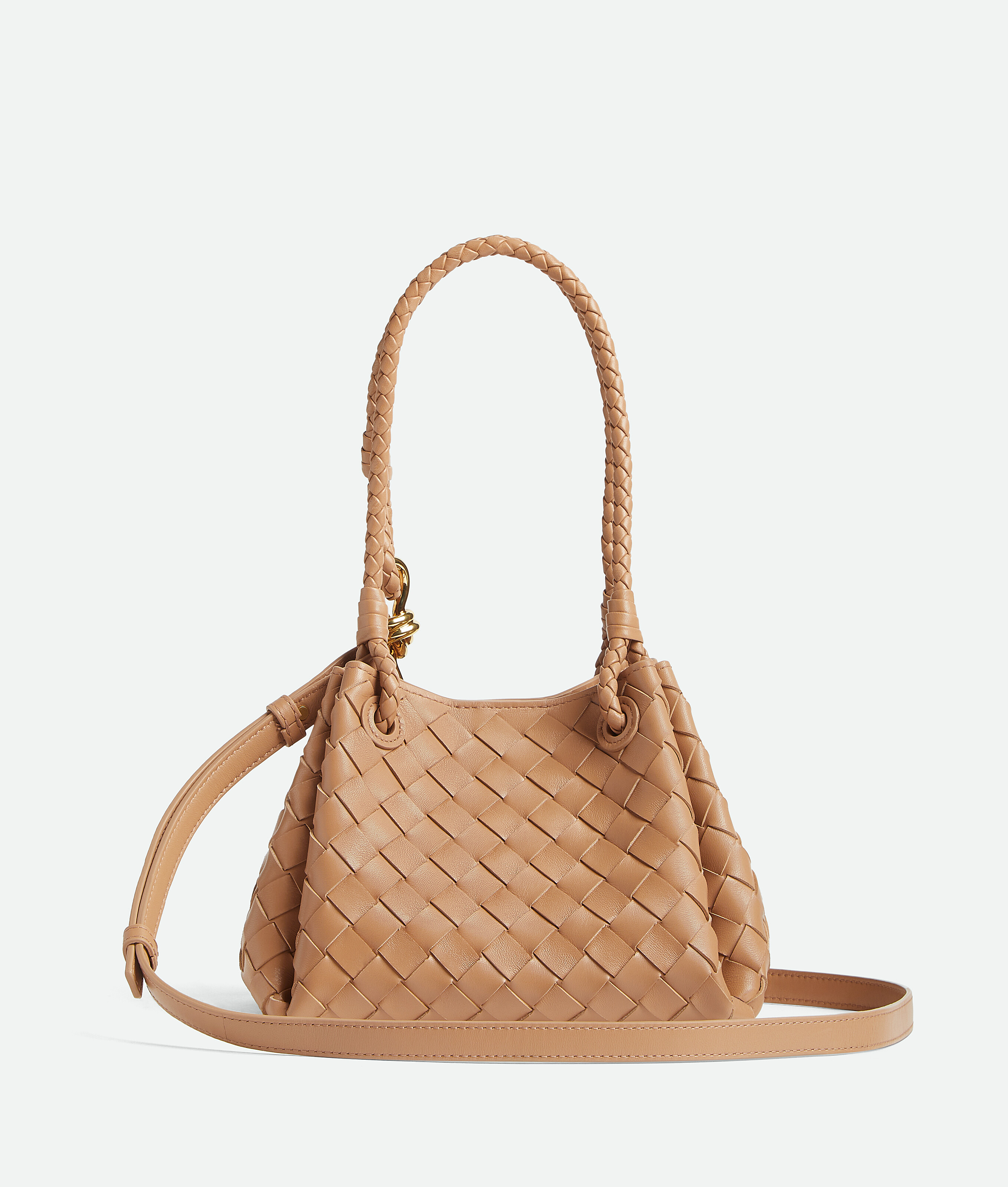 Bottega Veneta Womens Biscuit-m Brass Parachute Mini Leather Shoulder Bag