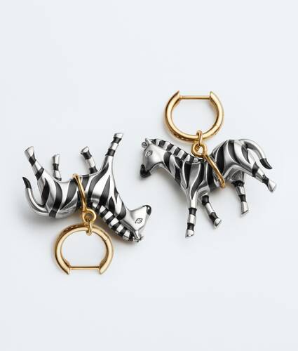 Women's Animal Earrings in White/black Bottega Veneta Spain EN - Image 4