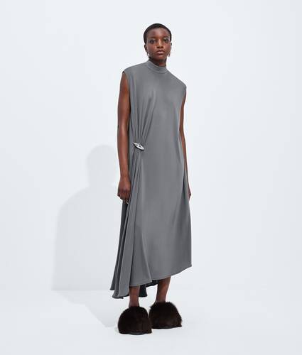 Kleid aus Viskosejersey-Cr&ecirc;pe f&uuml;r Damen in Harbor grey Bottega Veneta &Ouml;sterreich DE - Image 1