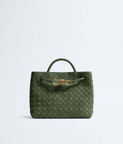 Women's Small Andiamo in Green tweed Bottega Veneta Singapore EN - Image 1