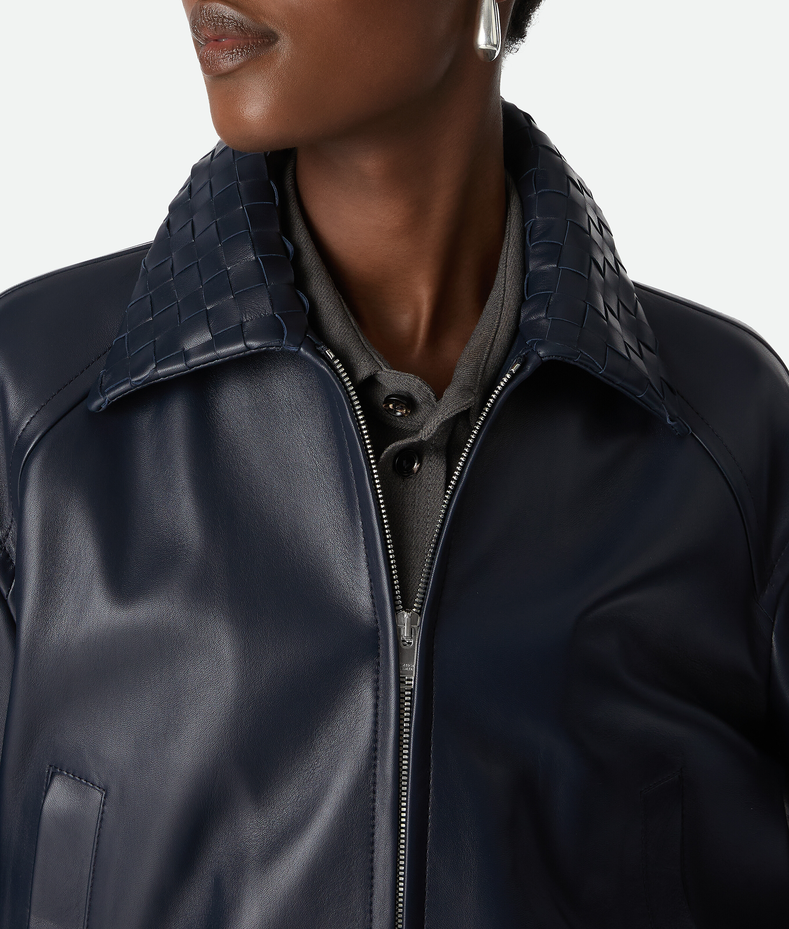 Bottega Veneta Blouson En Cuir In Blue