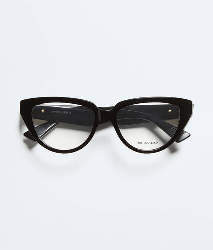 Classic Cat Eye Eyeglasses in Black/transparent Bottega Veneta Brazil EN - Image 1