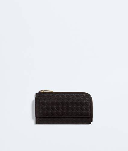 Portacarte Intrecciato Piccolo con zip a L e patta da Donna in Espresso Bottega Veneta Italia IT - Image 1