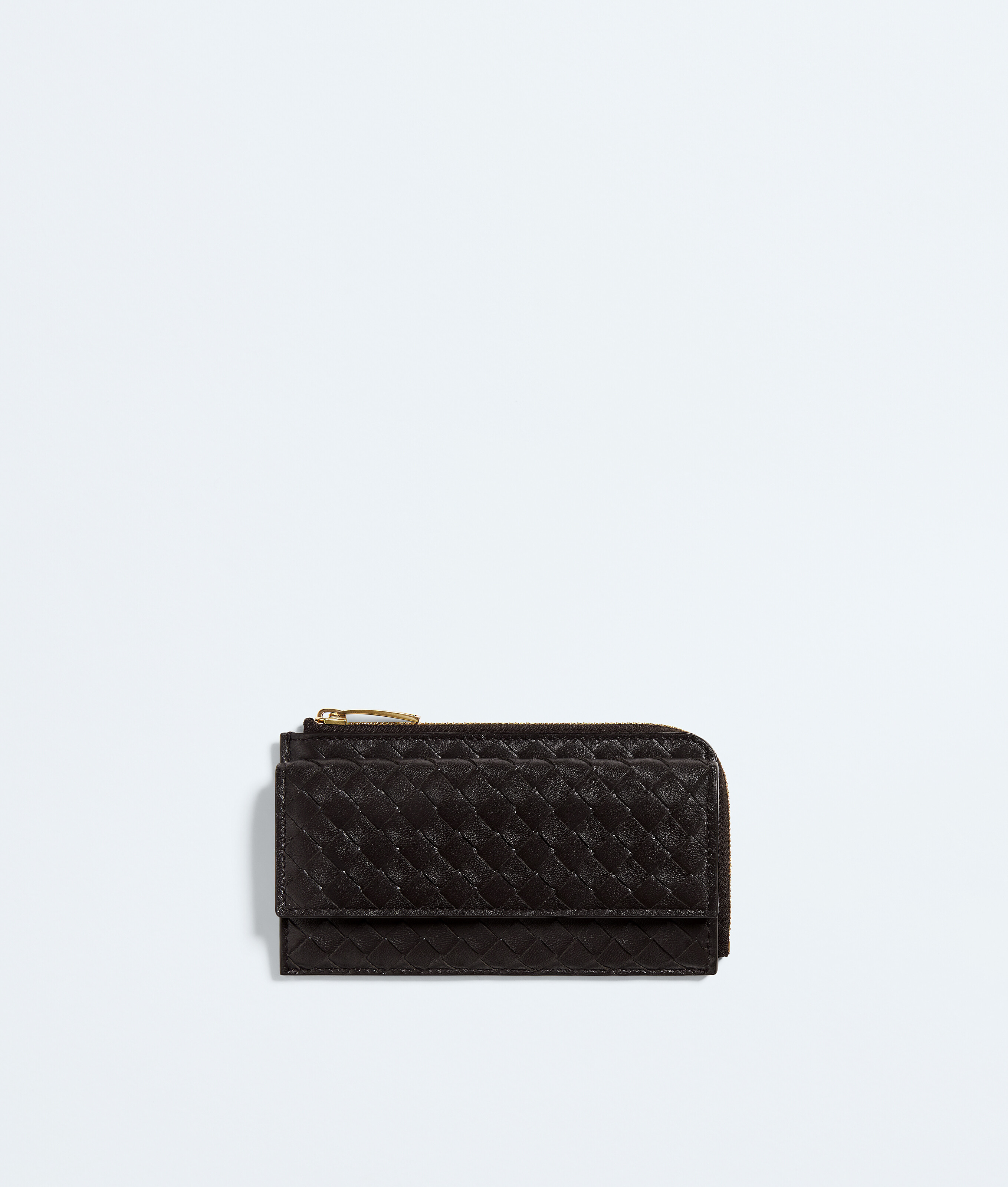 Women's Intrecciato Piccolo L-Zipped Card Case with Flap in Espresso Bottega Veneta Luxembourg EN - Image 1