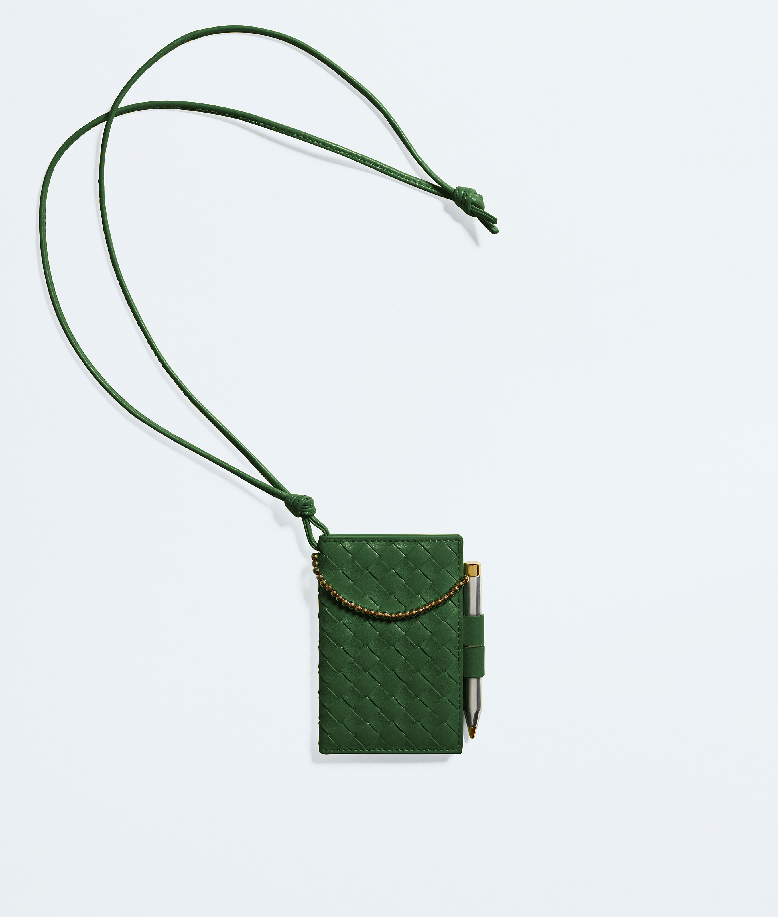 Bottega Veneta Intrecciato Piccolo Pencil Badge Holder-Green - Woman