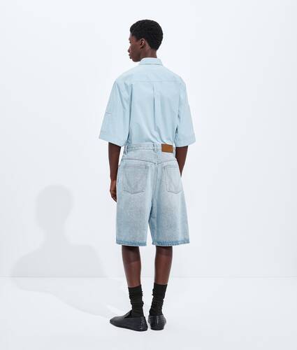 Ele's Short Wide Leg em Denim com Lavagem Clara  em Light bleach Bottega Veneta Brasil PT - Image 3