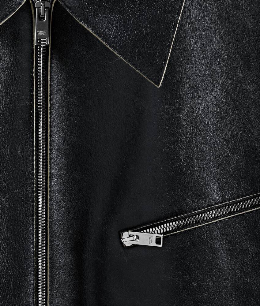 Men's Weathered Leather Jacket in Double black Bottega Veneta United States EN - Image 5