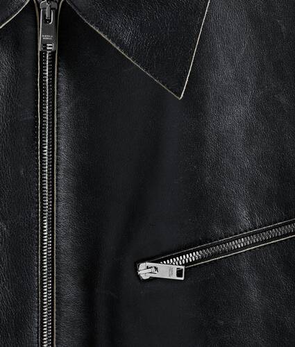 Men's Weathered Leather Jacket in Double black Bottega Veneta United States EN - Image 5