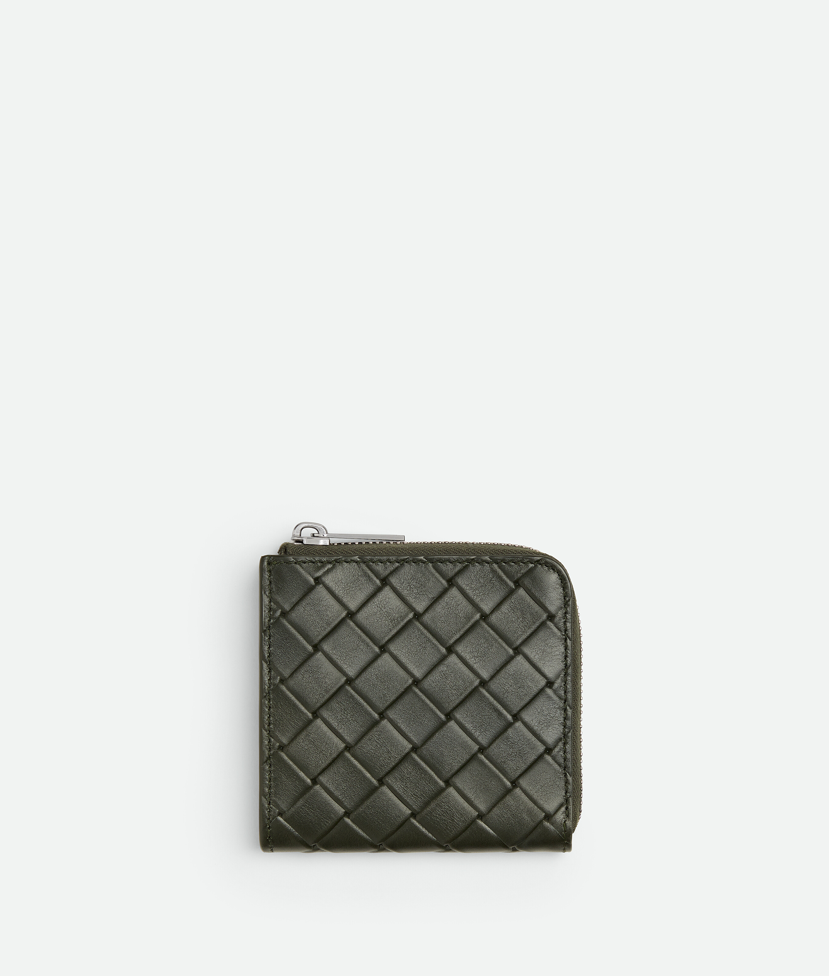 Bottega Veneta Intrecciato Stamp Compact Zip Around Wallet In Brown