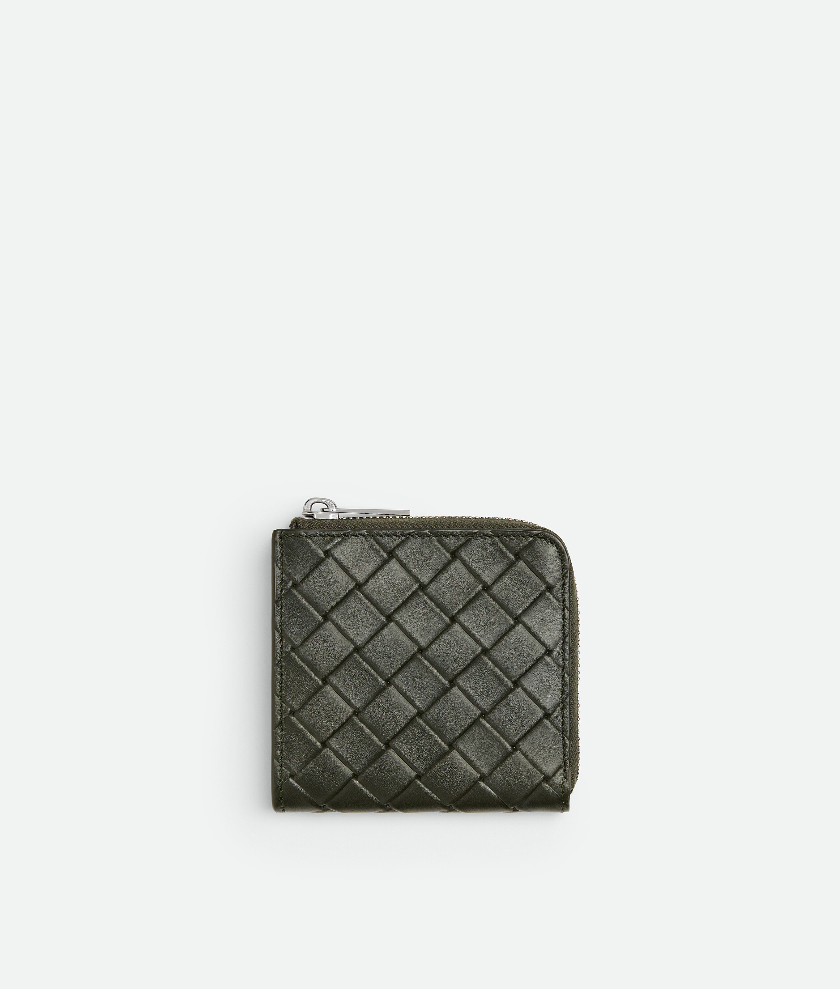 Intrecciato Stamp Compact Zip Around Wallet
