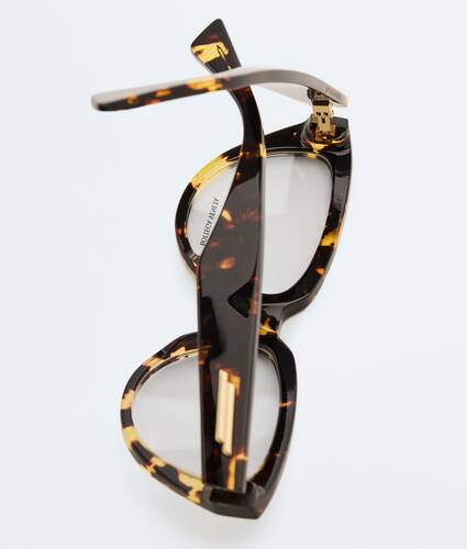 Classic Cat Eye Eyeglasses in Havana/transparent Bottega Veneta Brazil EN - Image 3