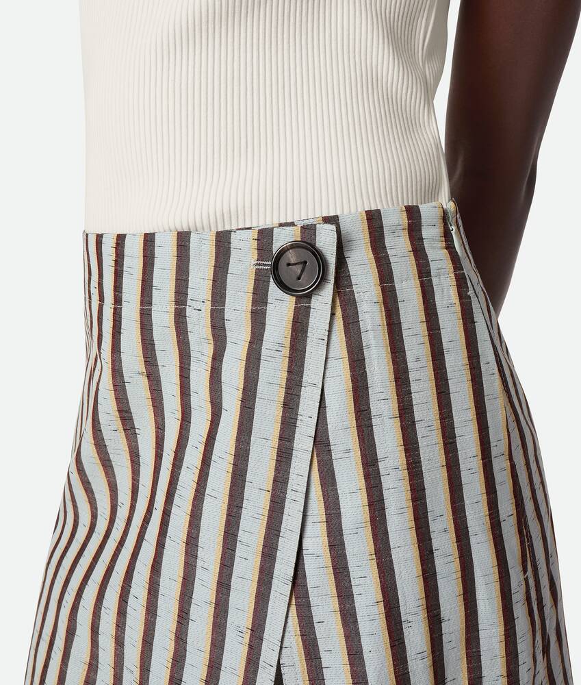 Jupe &agrave; rayures en coton et lin pour Femme en Cloud/fondant/lava Bottega Veneta Belgique FR - Image 5