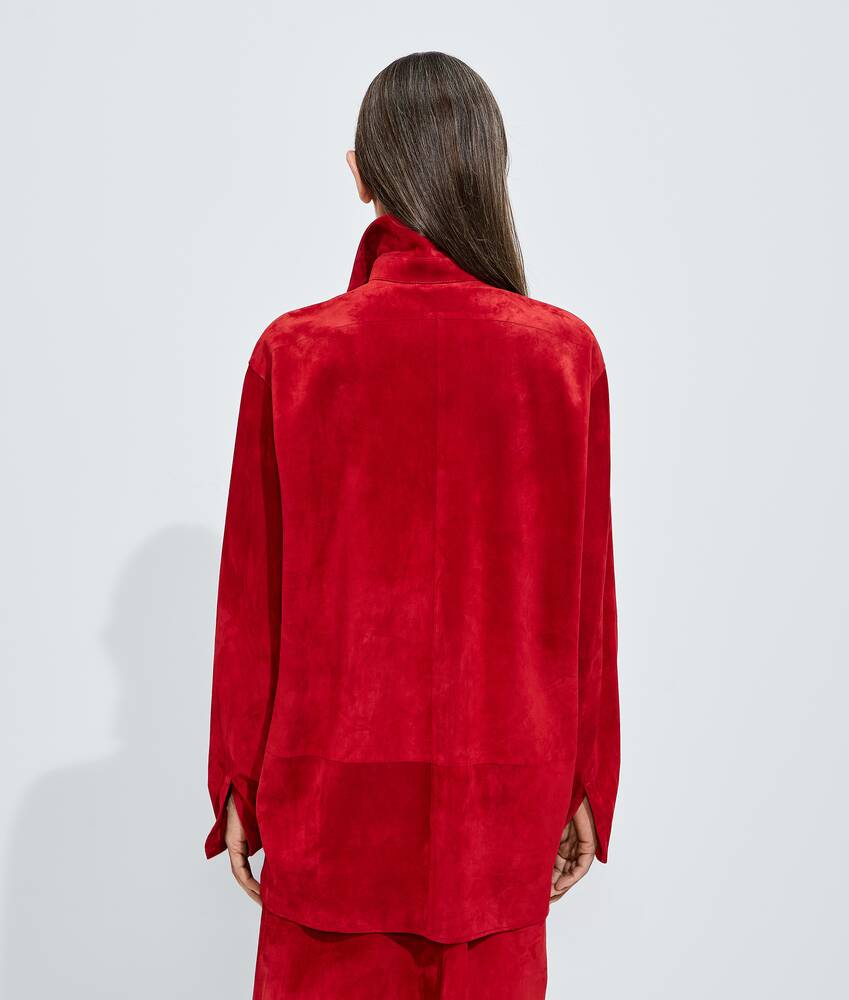 Women's Suede Leather Shirt in Crave Bottega Veneta Belgium EN - Image 3