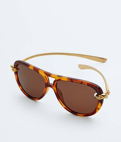 &Oacute;culos de sol Aviator Knot em Havana/brown Bottega Veneta Brasil PT - Image 3