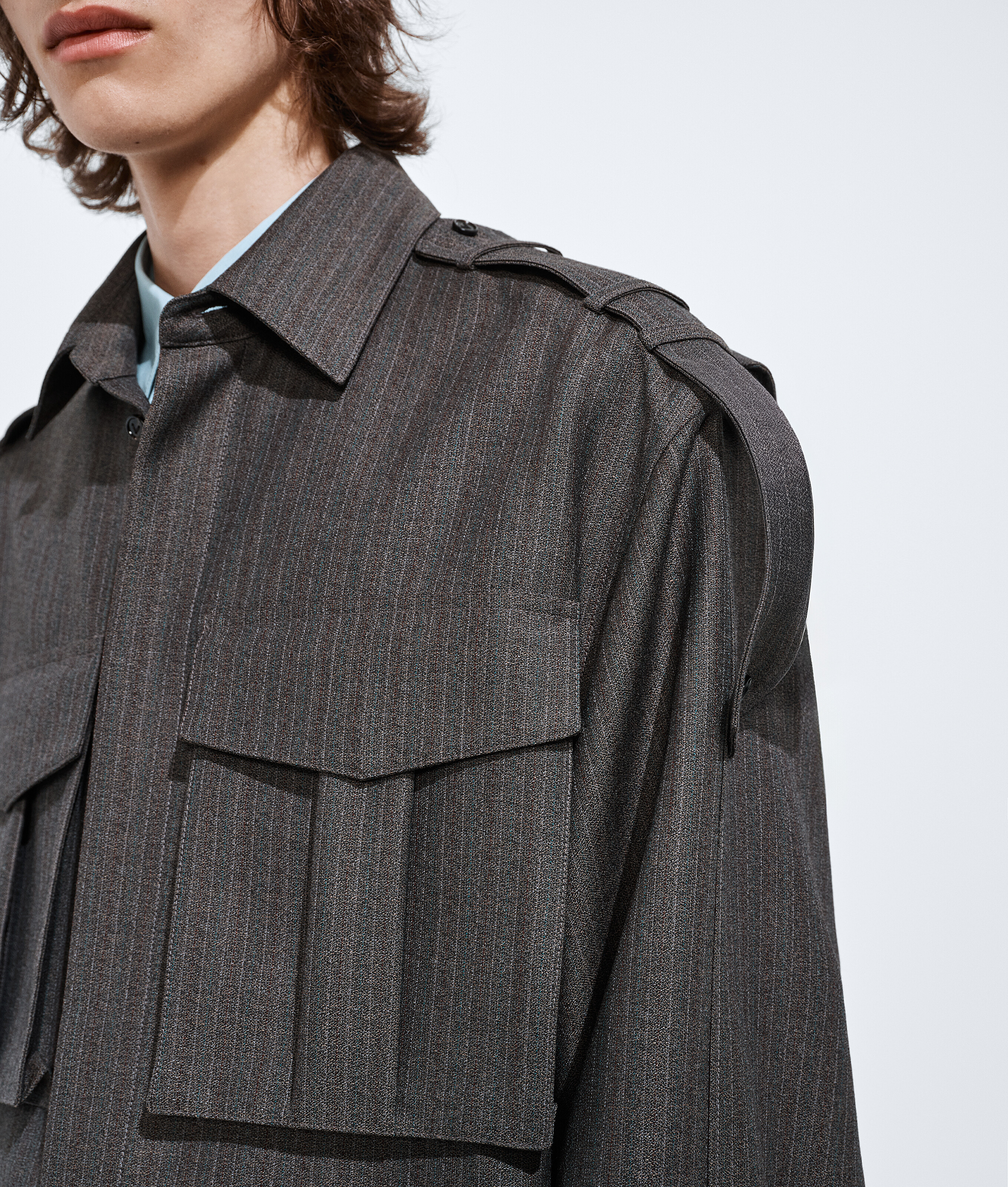Camicia in lana e mohair da Uomo in Desert/grey melange Bottega Veneta Italia IT - Image 5