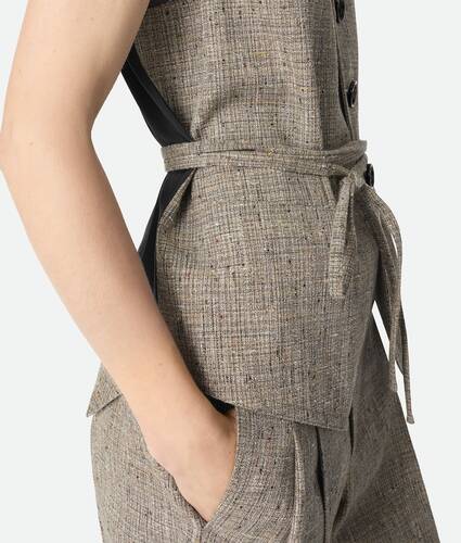 Women's Fleck Viscose Gilet in Sahara mel/multi Bottega Veneta Brazil EN - Image 5