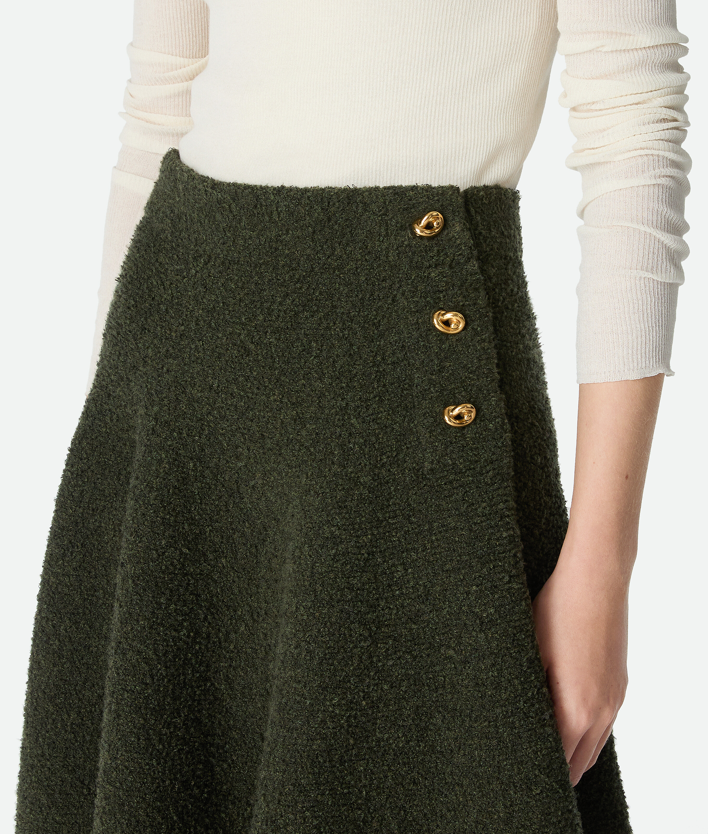 Bottega Veneta Wool Bouclé Skirt In Multi