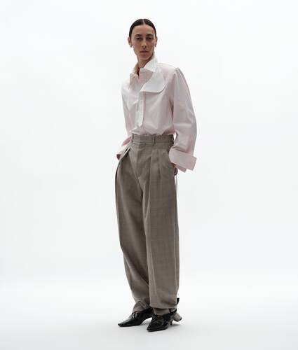 Women's Prince Of Wales Wool Trousers in Silt/stucco melange Bottega Veneta United Kingdom EN - Image 1