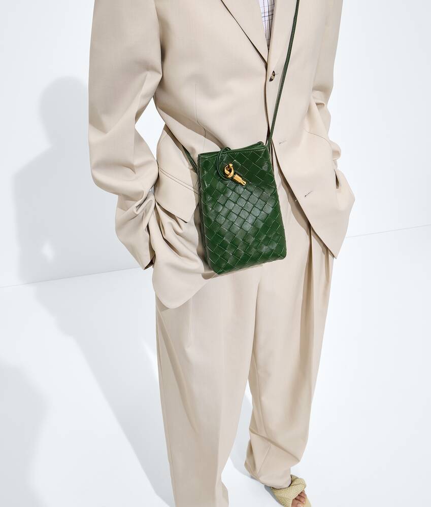 Women's Andiamo Phone Pouch in Basil Bottega Veneta Brazil EN - Image 2