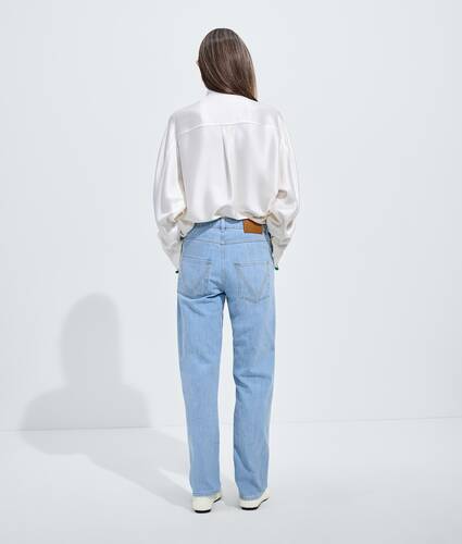 Jean droit en chambray l&eacute;ger pour Femme en Light bleach Bottega Veneta France FR - Image 3