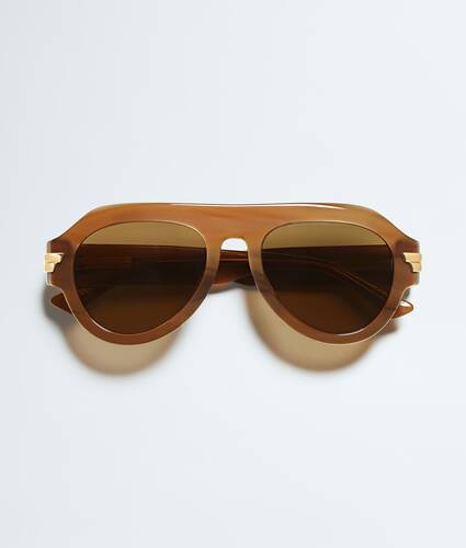 Occhiali da sole aviator Mitre in Brown/brown Bottega Veneta Italia IT - Image 1