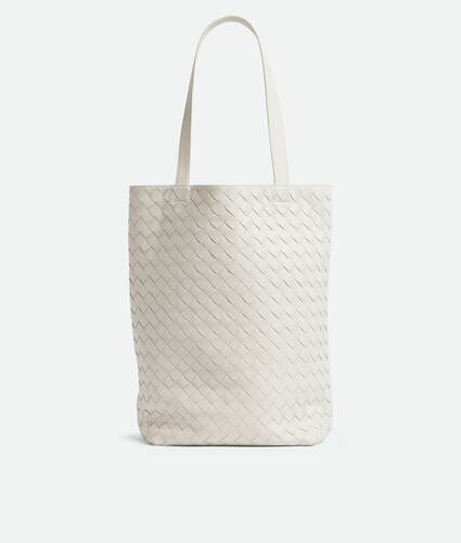 Men's Small Intrecciato North-South Tote in White Bottega Veneta United States EN - Image 1
