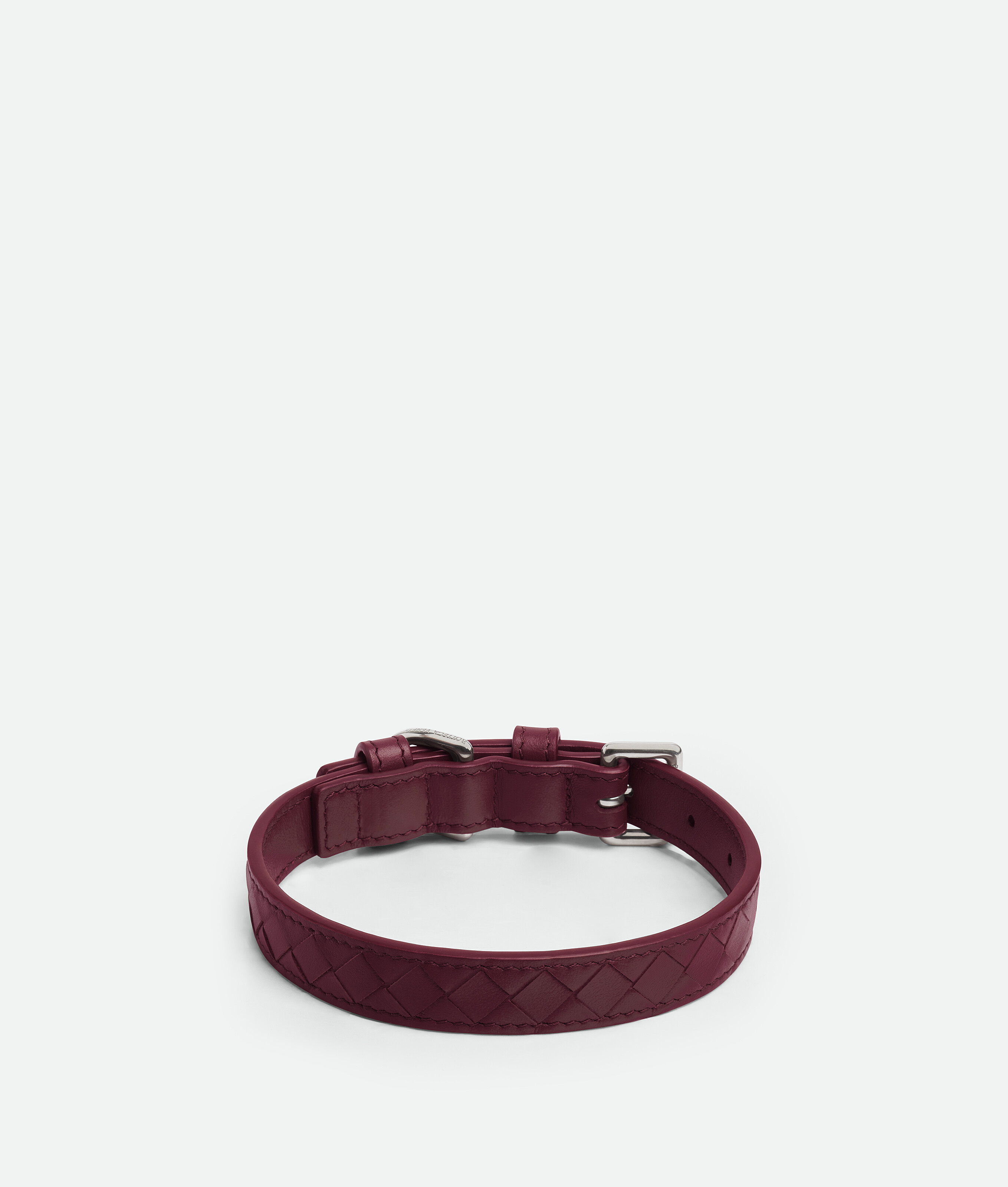 Bottega Veneta Small Intrecciato Dog Collar In Burgundy