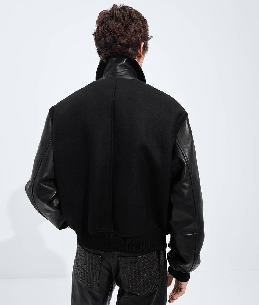 Men's Wool and Leather Blouson in Double black Bottega Veneta Czechia EN - Image 3