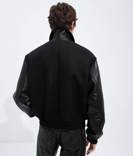 Men's Wool and Leather Blouson in Double black Bottega Veneta Czechia EN - Image 3