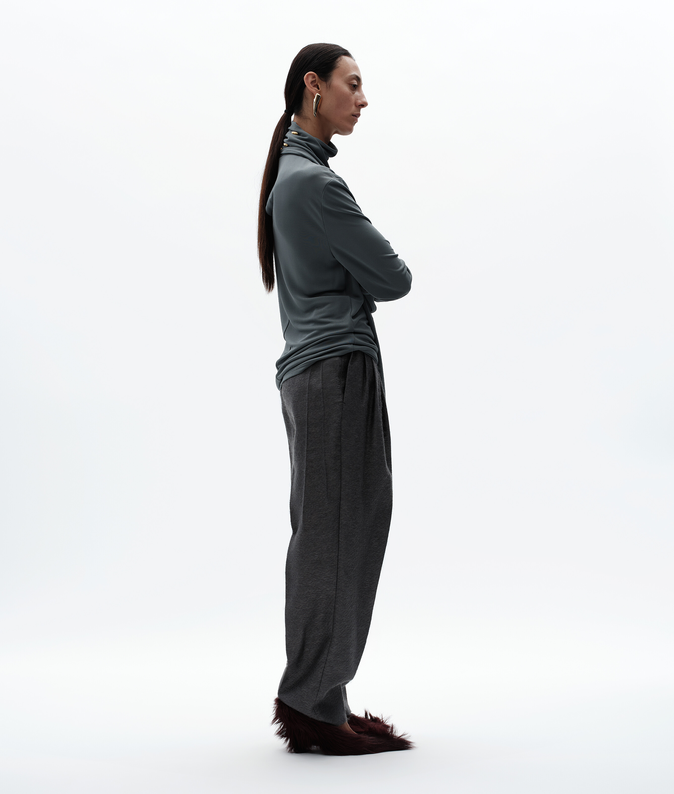 Women's Viscose Jersey Top in Harbor gray Bottega Veneta Italy EN - Image 2