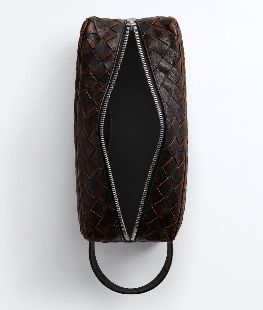 Men's Intrecciato Travel Pouch in Black/brown Bottega Veneta Japan EN - Image 4