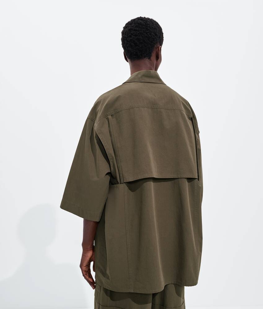 Men's Macro Intreccio Cotton Shirt in Wader green Bottega Veneta Latvia EN - Image 3