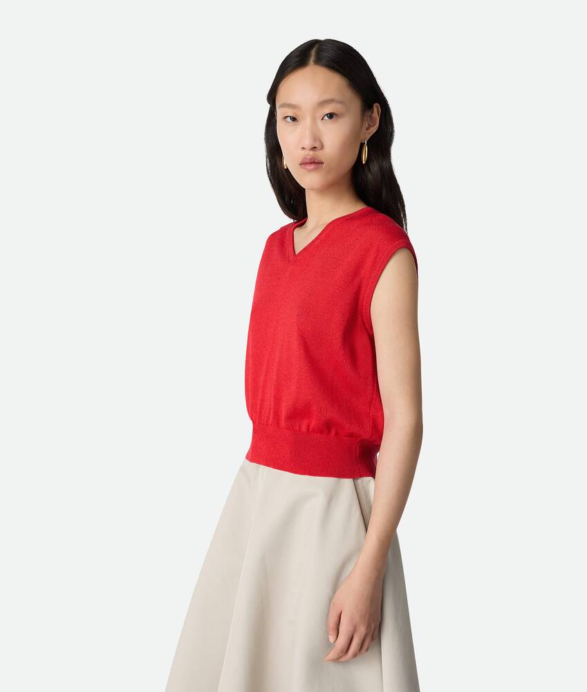 Women's Cotton And Viscose Twinset in Cherry tomato Bottega Veneta Qatar EN - Image 7