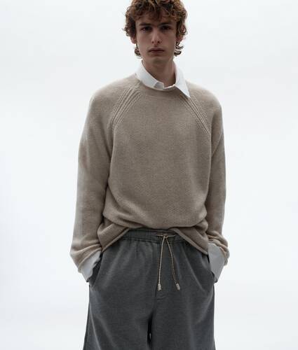 Men's Cotton Fleece Sweatshorts in Light gray melange Bottega Veneta South Korea EN - Image 3