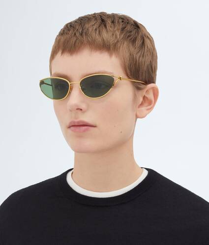놋 캣 아이 선글라스 에 골드/그린 Bottega Veneta 대한민국 KO - Image 2