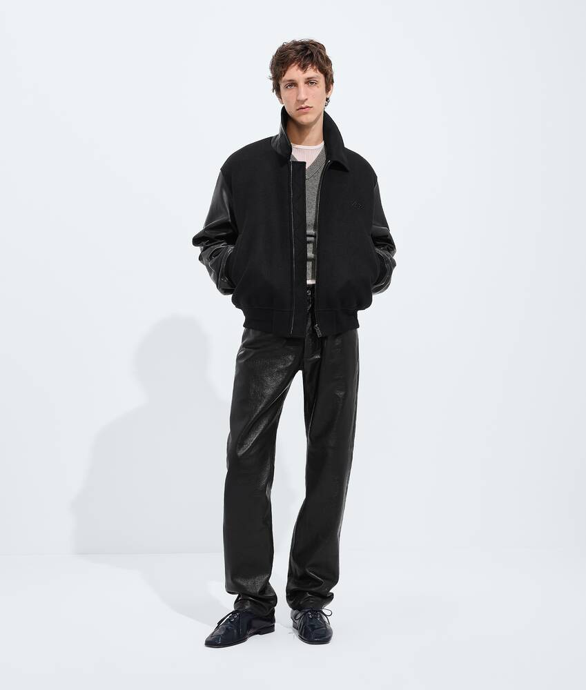 Men's Wool and Leather Blouson in Double black Bottega Veneta Czechia EN - Image 4