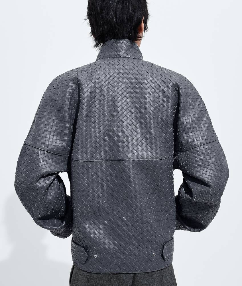 Men's Intrecciato Leather Jacket in Harbor gray Bottega Veneta Greece EN - Image 3